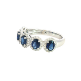 Bold & Elegant Platinum 1.43 Carats Blue Sapphires & 0.29 Carats Diamond Halo Band