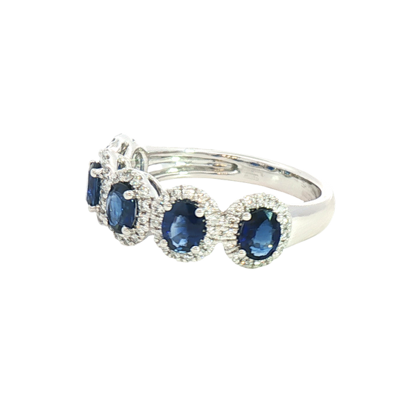 Bold & Elegant Platinum 1.43 Carats Blue Sapphires & 0.29 Carats Diamond Halo Band