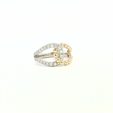 Elegant & Trendy 14K White & Yellow Gold 0.50 Carats Diamond Double Loop Ring
