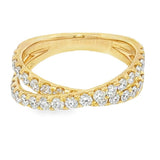 Elegant & Trendy 18K Yellow Gold 1.09 Carats Diamond Criss Cross Ring
