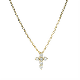 Elegant Diamond Necklaces & Pendants 18K Gold Yellow 0.18 Carats Petite Diamond Cross Pendant Necklace - 16 Inch