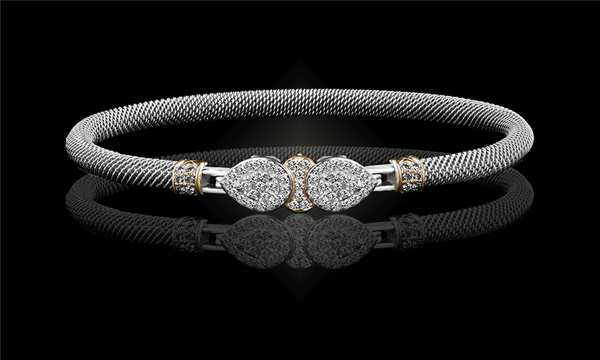 Sophisticated & Timeless Diamond Bracelets Sterling Silver & 14K Yellow Gold 0.74 Carats Lab Grown Diamond Bangle Bracelet - 7.5 Inch
