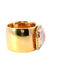 Bold & Elegant 18K Rosé Gold 4.57 Carat Cushion Cut Rose Quartz & 0.35 Carat Diamond Halo Wide Band Ring