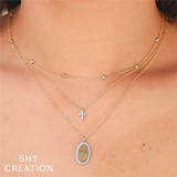 Elegant Diamond Necklaces 14K Yellow Gold 0.10 Carats Petite Diamond Cross Necklace - 18 Inch