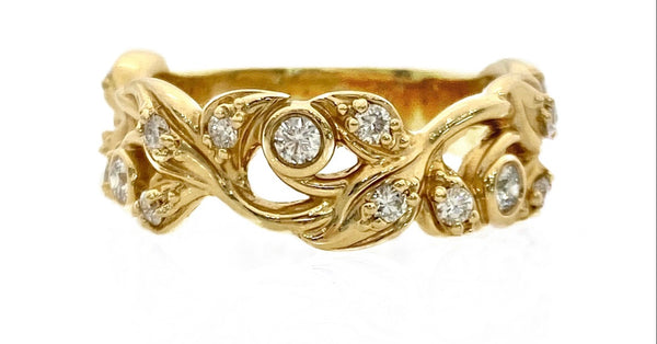 Yellow 14 Karat Gold 0.38 Carats Diamond Stackable Ring