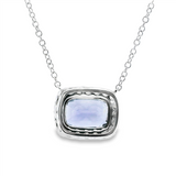 Vibrant Colored Stone Necklaces 18K White Gold 2.75 Carats Tanzanite & 0.32 Carats Diamond Halo Necklace, 18 Inch