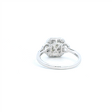 Timeless & Elegant Diamond Engagement Rings 14K White Gold Cushion Halo Emerald Cut, Baguette & Round 0.73 Carats Diamond Engagement Ring