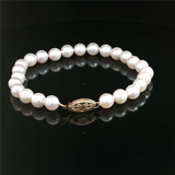 Elegant Pearl Bracelet 14K Gold Yellow 6.0 - 6.5 MM Saltwater Cultured Pearl Bracelet, 7 Inch