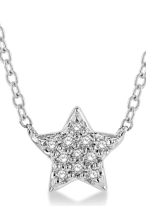 White 10 Karat Gold 0.08 Carats Diamond Drop Necklace
