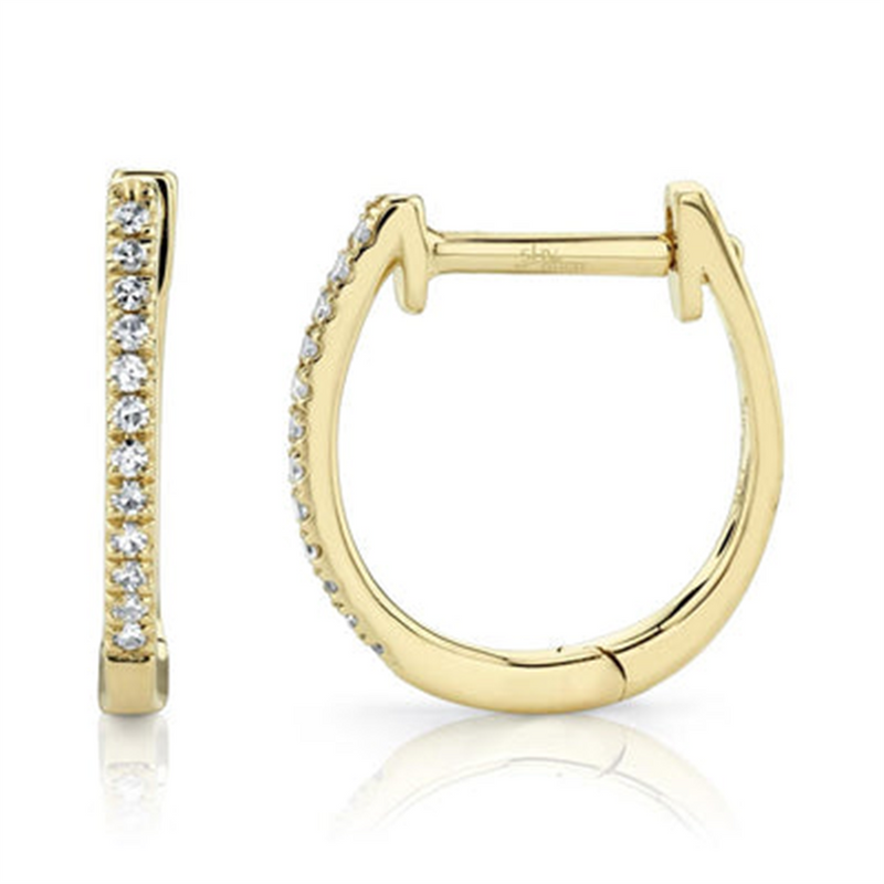 Classic & Contemporary 14K Yellow Gold 0.08 Carats Diamond Huggie Earrings