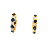 Vibrant Color Stone 18K Yellow Gold 0.79 Carats Blue Sapphire & 0.45 Carats Diamond Hoop Earrings