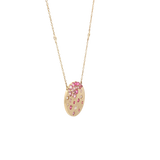 Vibrant Colored Stone Necklaces 14K Yellow Gold 1.16 Carats Pink Sapphire & 0.11 Carats Diamond Necklace, 18 Inch