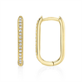 Classic & Contemporary 14K Yellow Gold 0.08 Carats Diamond Oval Hoop Earrings