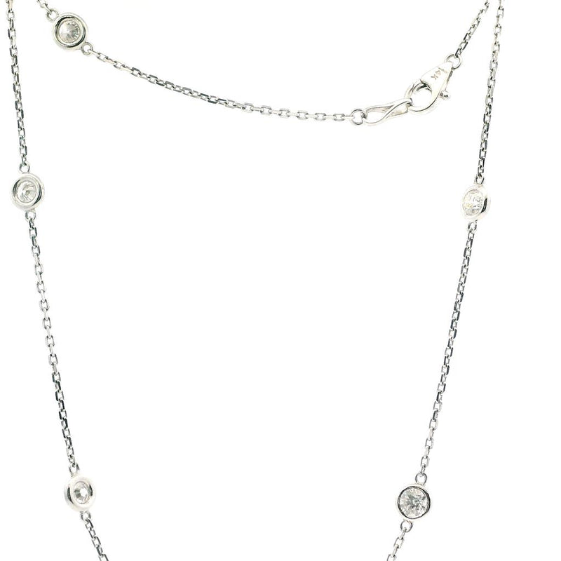 Elegant Diamond Necklaces 14K Gold White 2.0 Carats Diamond Station Necklace - 18 Inch
