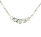 Elegant Diamond Necklaces 14K White Gold 0.20 Carats Diamonds Smile Bar Necklace - 18 Inch