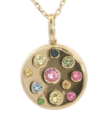 Vibrant Colored Stone Necklaces 14K Yellow Gold 0.42 Carats Multi Colored Sapphire Necklace - 18 Inch