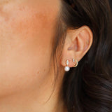 Timeless & Sophisticated Design 14K Yellow Gold 5.5 - 6.0 MM Freshwater AA Pearl & Bezel Cut, Marquise Shape 0.22 Carats Lab Grown Diamond Stud Earrings