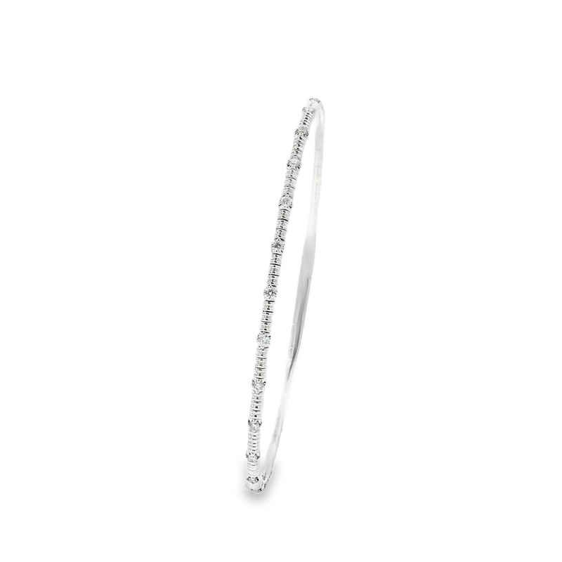 Sophisticated & Timeless Diamond Bracelets 14K Gold White 0.18 Carats Diamond Flex Bangle Bracelet - 0.18 CTW, Size 6.75 Inch