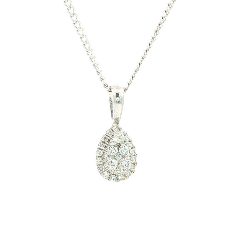 Elegant Diamond Necklaces & Pendants 18K Gold White 0.38 Carats Diamond Halo Pendant