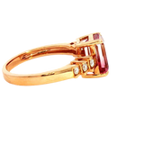 Bold & Elegant 18K Rosé Gold Emerald Cut 2.76 Carats Watermelon Tourmaline & 0.19 Carats Diamond Ring