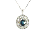 Vibrant 18K White Gold 0.34 Carats Sapphire & 0.45 Carats Diamonds Drop Pendant