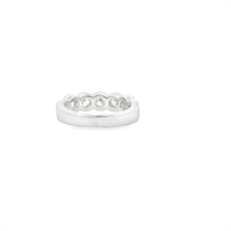 14K White Gold 1.10ctw Diamond Anniversary Band - Five Stone with Halo Design