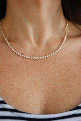Elegant Diamond Necklaces 18K Yellow Gold Bezel Set 4.80 Carats Diamond Tennis Necklace - 17 Inch