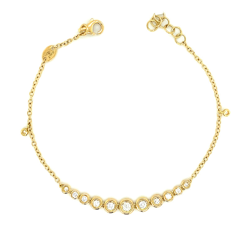 Yellow 14 Karat Gold 0.33 Carats Bezel Set Diamond Accented Link Bracelet