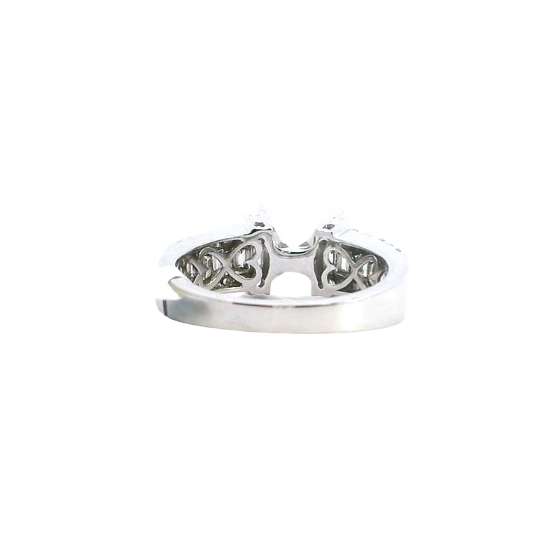 Elegant Diamond Mountings 18K White Gold 2.0 Carat Round Diamond Semi-Mount Engagement Ring -- Baguette & Round 0.81 Carat Diamond Setting