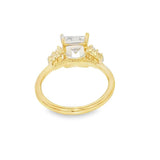 Elegant Diamond Mountings 14K Yellow Gold Emerald Cut Cubic Zirconium & Baguette Cut 0.40 Carats Diamond Engagement Ring