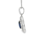 Elegant Diamond Necklaces & Pendants 18K Gold White 1.94 Carats Sapphire & 0.87 Carats Diamonds Halo Pendant Necklace - Inch