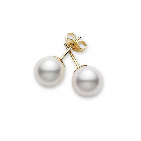 Akoya 6.0 x 6.5 MM Cultured Pearl Stud Earrings