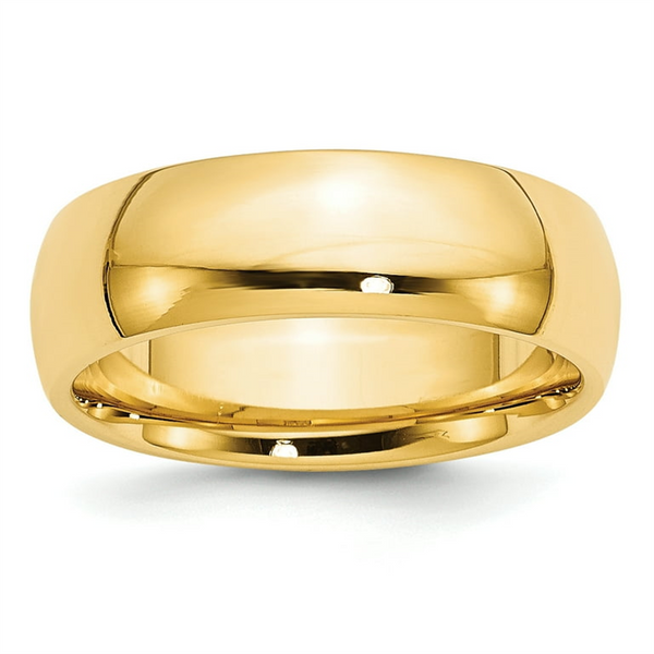 Classic Wedding Bands Yellow 10K Gold 7 MM Comfort Fit Band
