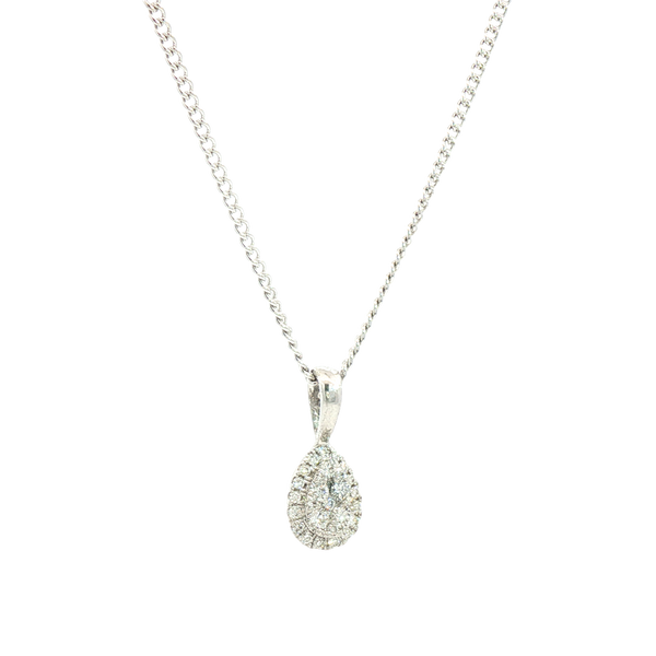Elegant Diamond Necklaces & Pendants 18K Gold White 0.38 Carats Diamond Halo Pendant