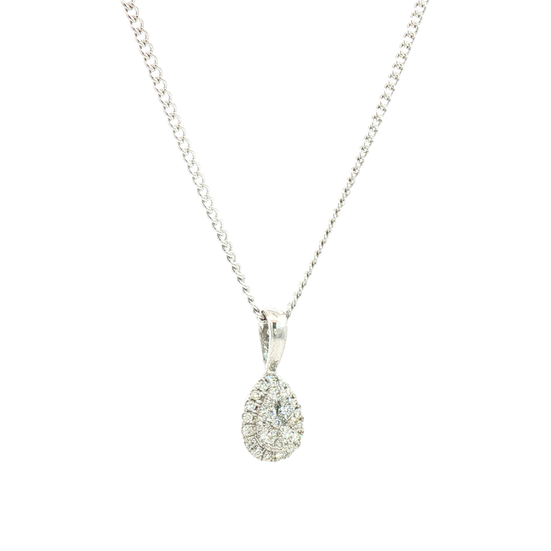 Elegant Diamond Necklaces & Pendants 18K Gold White 0.38 Carats Diamond Halo Pendant