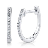 Classic & Contemporary 14K White Gold 0.08 Carats Diamond Huggie Earrings