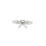 14K White Gold Diamond Semi-Mount Ring, 8MM Round Center, 0.34ctw Accents