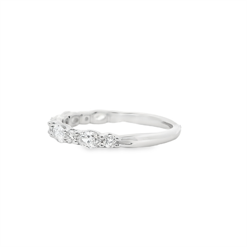 14K White Gold 0.80ctw Diamond Half-Anniversary Band - Round & Oval Shared Prong Design