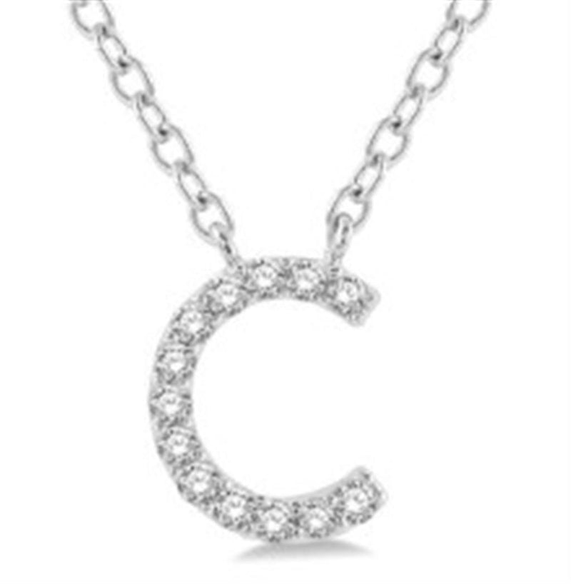 Elegant Diamond Necklaces 10K Gold White 0.05 Carats Diamond Initial C Pendant Necklace - 18 Inch, Adjustable