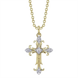Elegant Diamond Necklaces 14K Yellow Gold 0.06 Carats Diamond Cross Necklace - 18 Inch