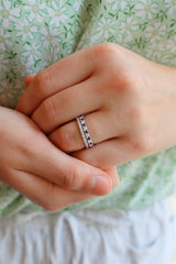Bold & Elegant 14K White Gold 0.48 Carats Blue Sapphire & 0.24 Carats Diamond Stackable Band