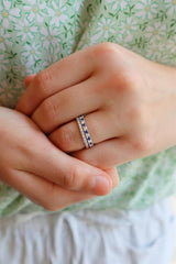 Bold & Elegant 14K White Gold 0.48 Carats Blue Sapphire & 0.24 Carats Diamond Stackable Band