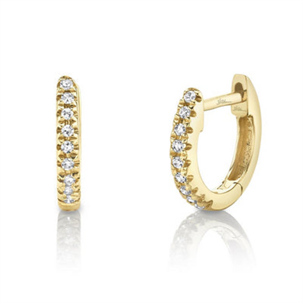 Classic & Contemporary 14K Yellow Gold 0.04 Carats Diamond Huggie Earrings