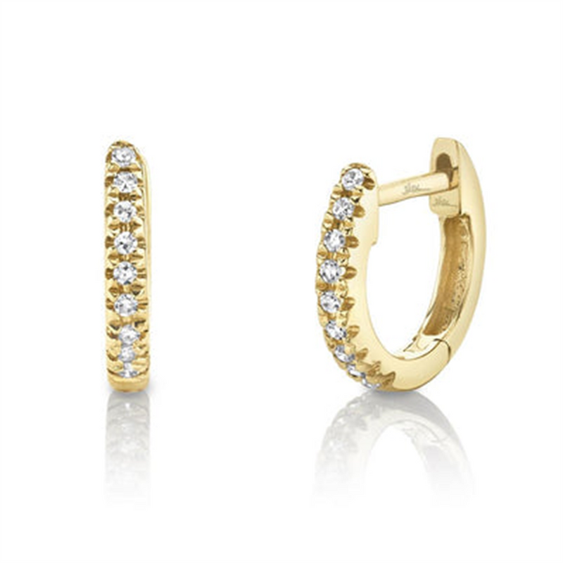 Classic & Contemporary 14K Yellow Gold 0.04 Carats Diamond Huggie Earrings