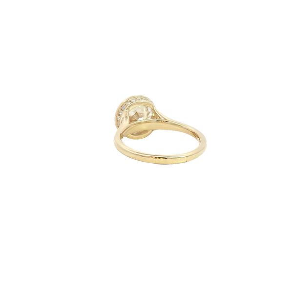14K Gold Yellow Hidden Halo Round Lab Grown Diamond Bezel Engagement Ring - Lab-Grown 3.18 CTW Diamond