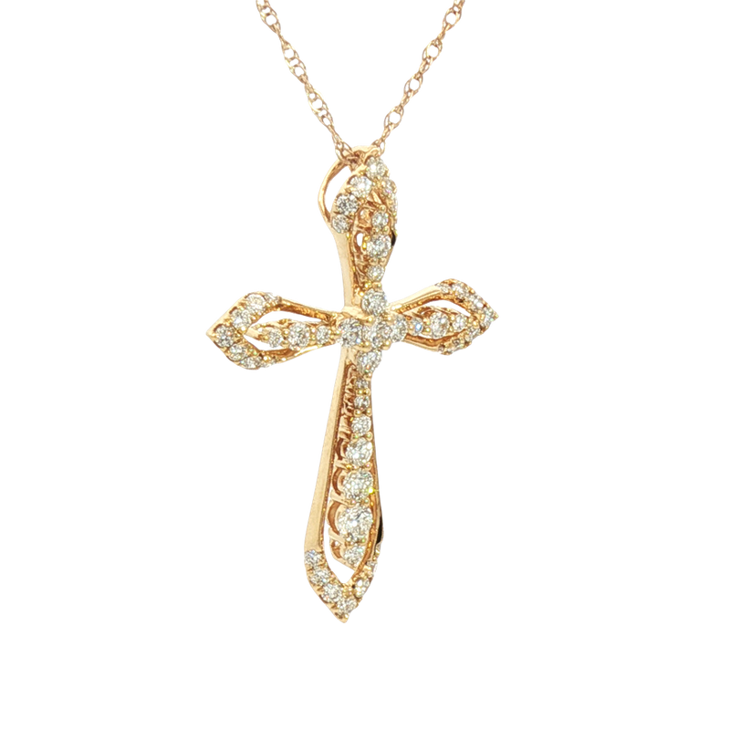 Elegant Diamond Necklaces & Pendants 18K Yellow Gold 0.70 Carats Diamond Medium Cross Pendant