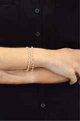 Sophisticated & Timeless Diamond Bracelets 18K Gold Yellow Round, Marquise, Oval, Emerald Cut & Pear Cut Diamond Link Bracelet - 3.01 CTW, Size 7.5 Inch