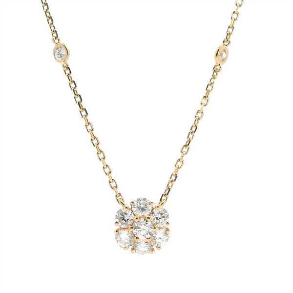 Elegant Diamond Necklaces 18K Gold Rosé 1.05 Carats Diamond Flower Necklace - 18 Inch