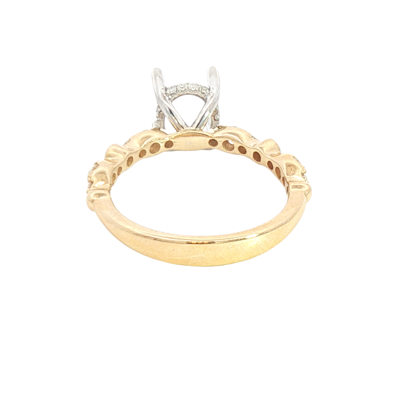 Elegant Diamond Mountings 14K Yellow & White Gold 0.38 Carats Diamond Semi Mount Ring
