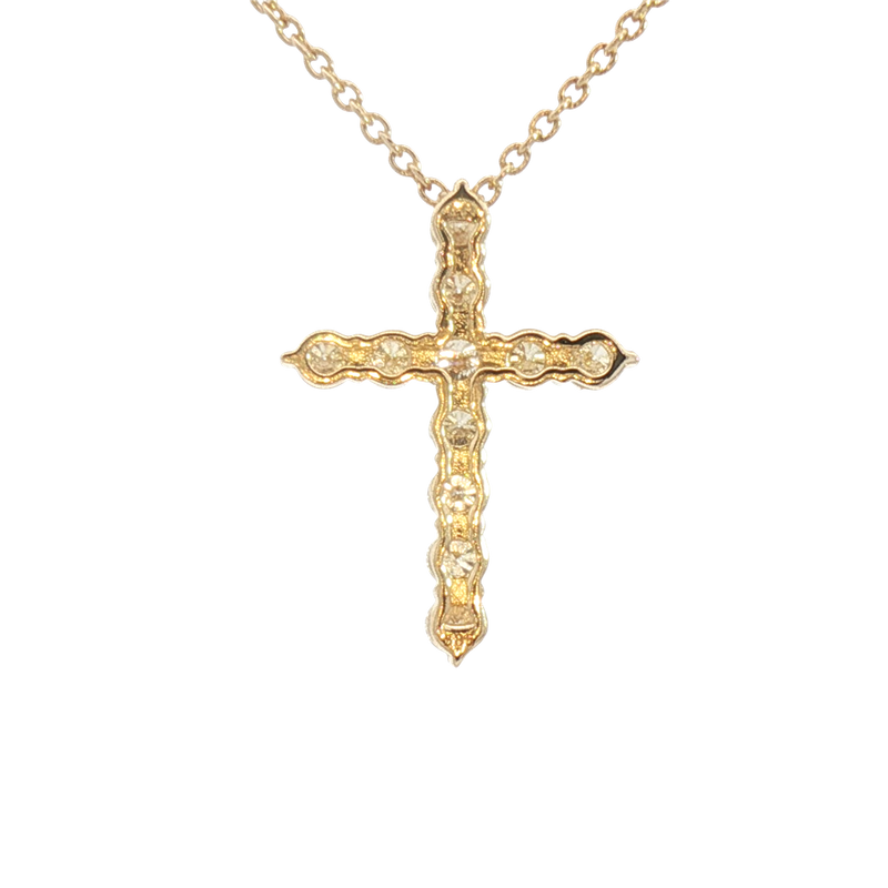 Vibrant 14K Yellow Gold 0.83 Carats Diamond Cross Pendant